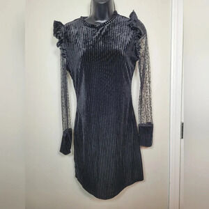 NWT Emery Rose Black Lace Bodycon Long Sleeve Mini Dress sz M